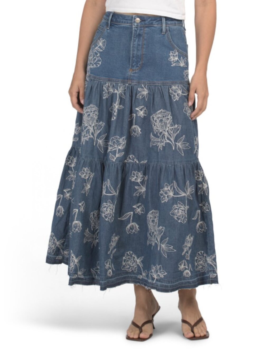 DRIFTWOOD JEANS Ria X Porcelain Etched Denim Skirt